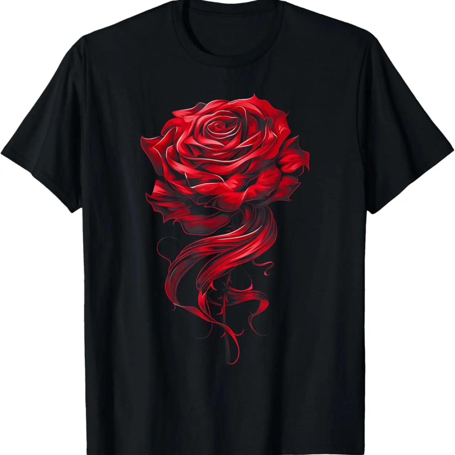 Red Rose Gifts Funny Graphic Tees T-Shirt S чёрный