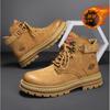 Rhubarb Boots Martin Boots Spring and Autumn Men's Leather Boots 2025 New Heightening Thick-soled Tooling Short Boots