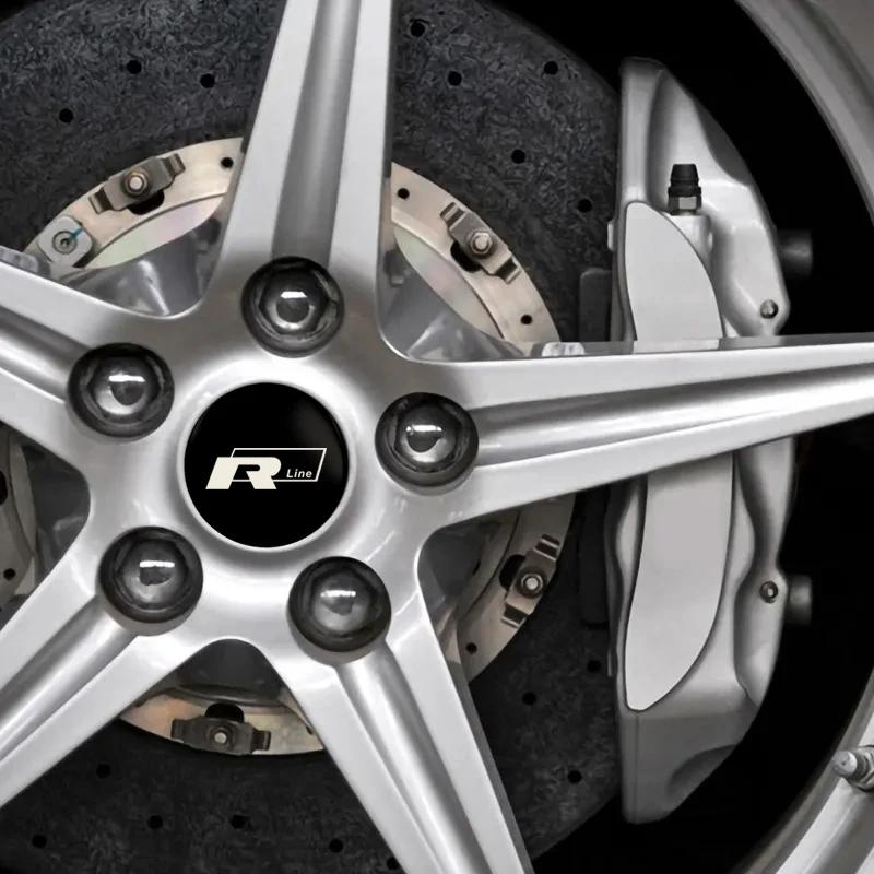 2026 Hot For VW VOLKSWAGEN 4pcs 56/60/65mm Car Wheel Center Stickers for Volkswagen Rline Golf Scirocco Variant Touareg Lamando
