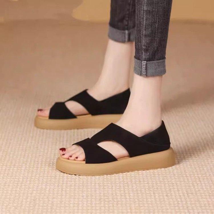 Thick-soled Roman sandals women's 2025 new summer outer wear with skirt soft sole high-end pregnant women wear two slippers