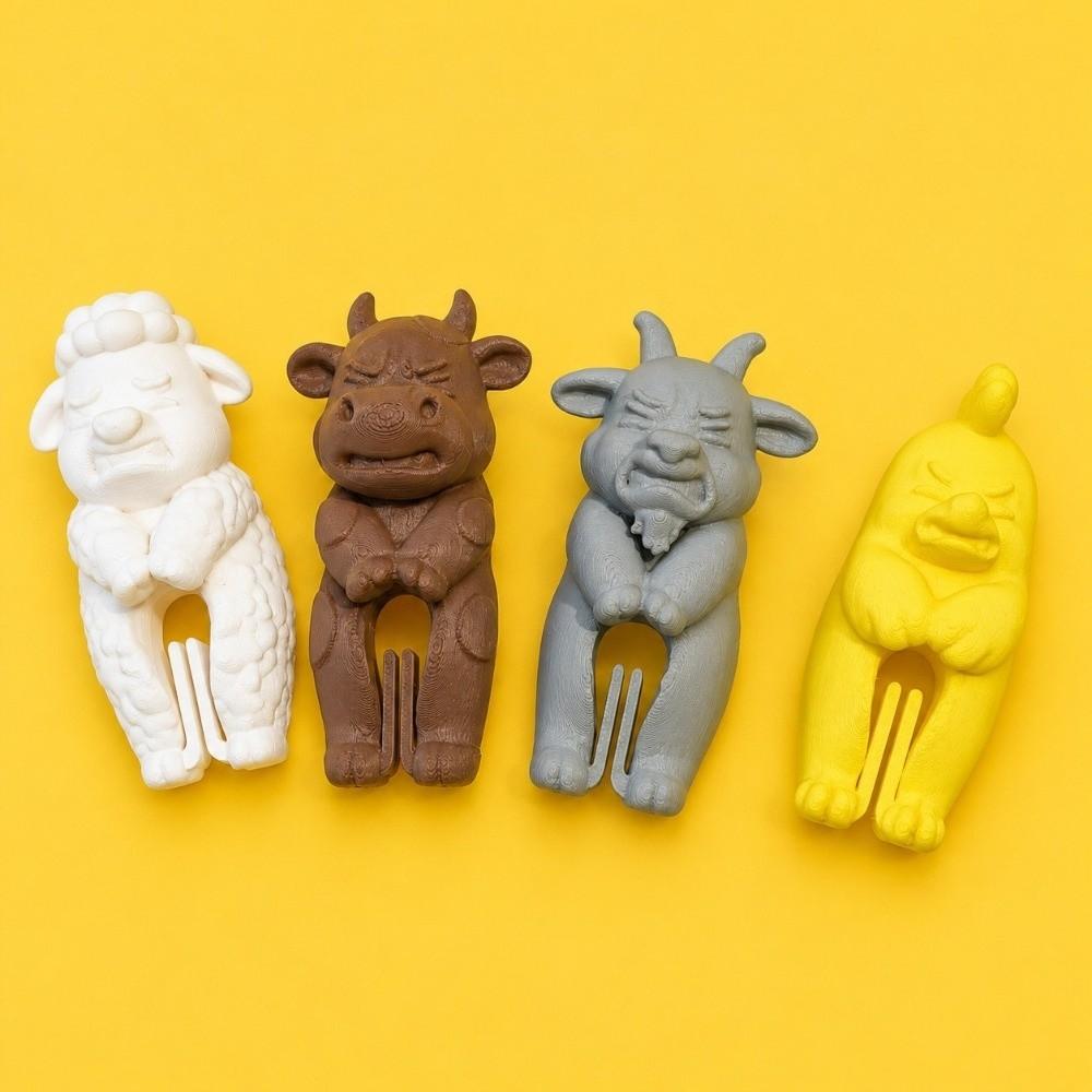 2pcs 3D Printed Bag Sealing Clips Sheep Food Sealer Clips Farm Animal Bag Clip Airtight Seal