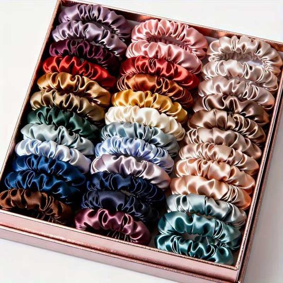 19Pcs Women Hair Tie Smooth Satin Elastic Hair Bands Gentle On Scalp Hair Ropes Daily Party Outing Hair