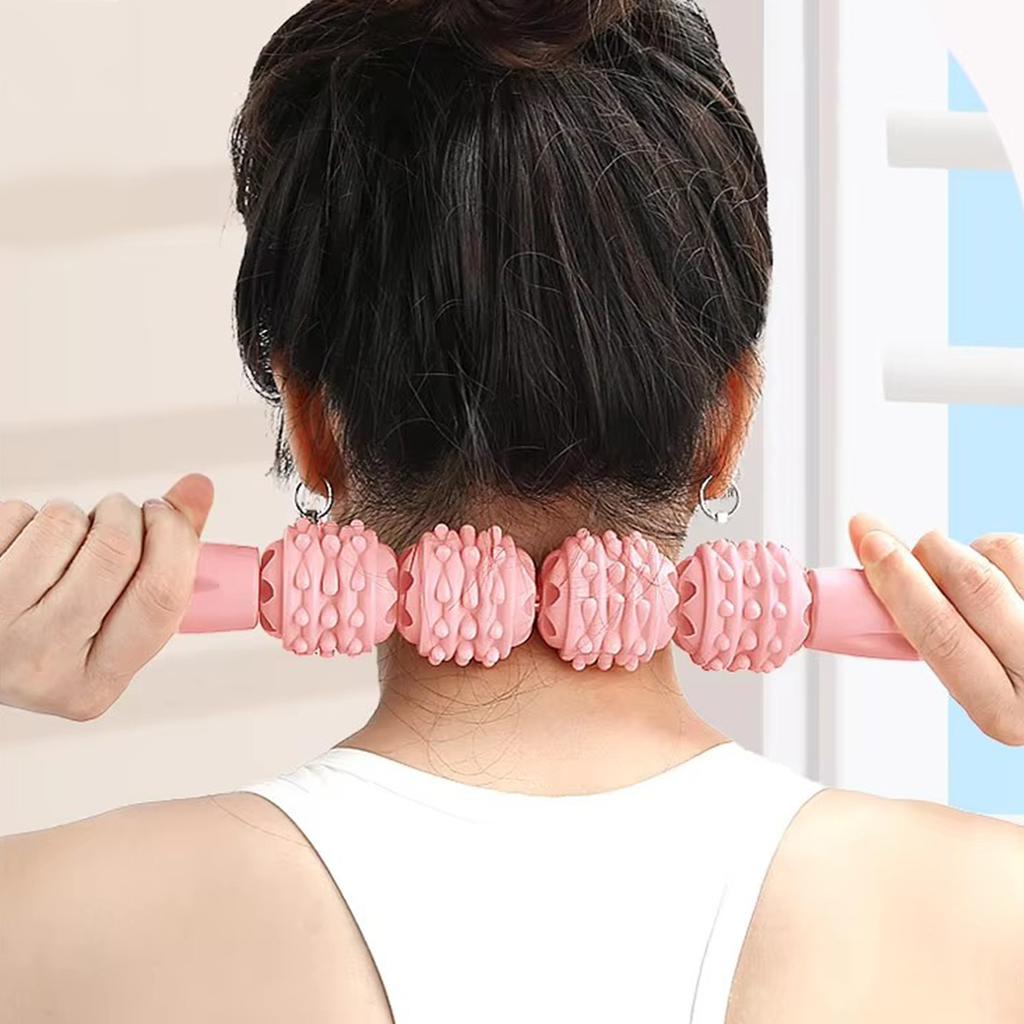 4-Wheel Massage Stick Leg Beautizer with Cylindrical Handle Ring Stick Deep Tissue Trigger Point Rapid Recovery