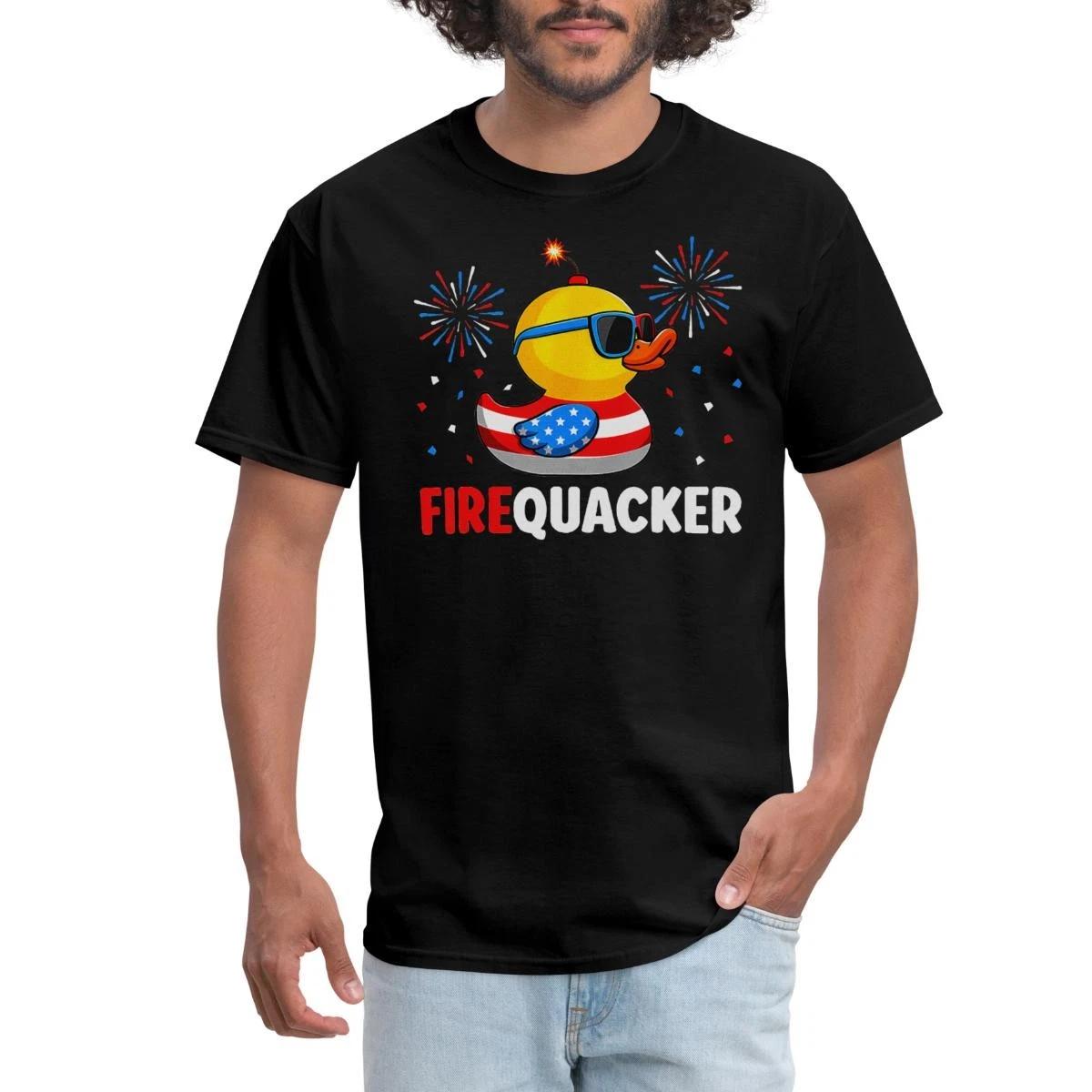 Firequacker Independence Day Duck 4th of July Fireworks Men s T-Shirt XL