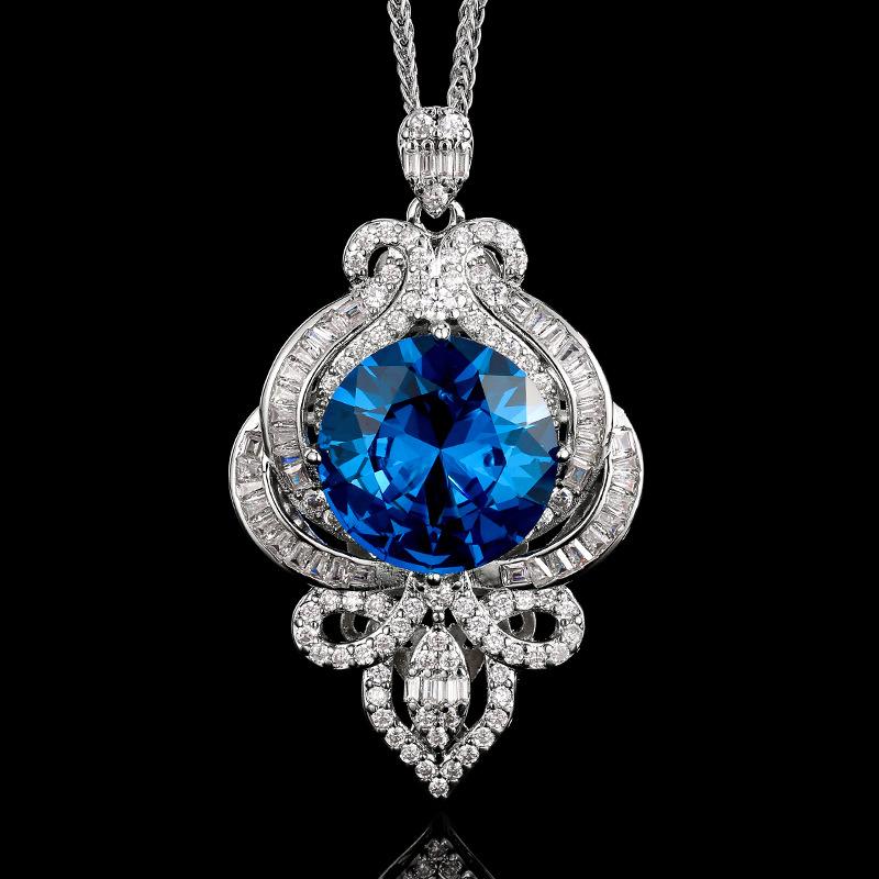 Jewelry Copper Bottom Gold-Plated Simulation Red Corundum Compound Light Luxury Pendant Main Stone 16Mm