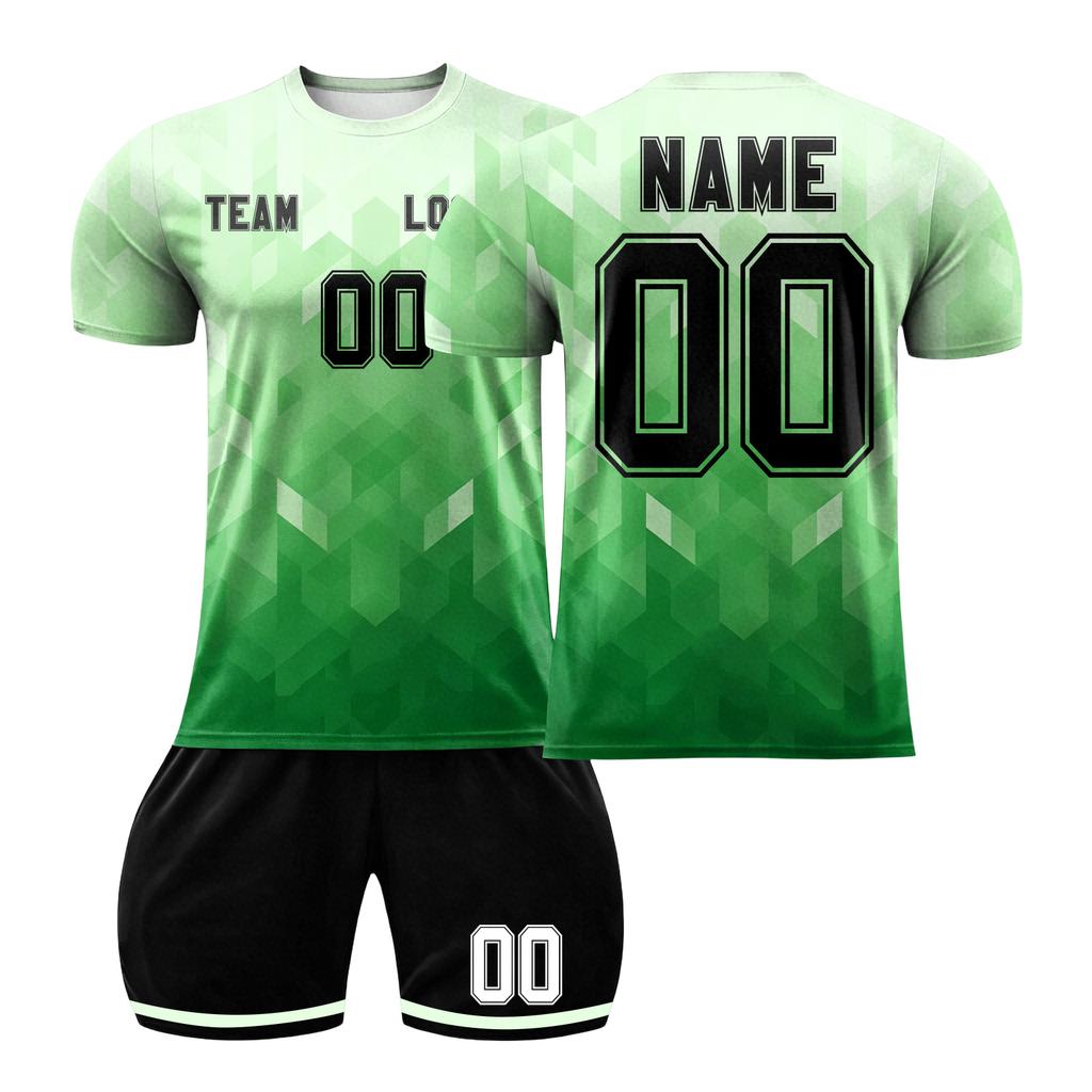 Short Sleeve Sports Jersey and Shorts Set for Men Lightweight Breathable Fabric Athletic Training Uniform for Team Sports DIY Customizable Design