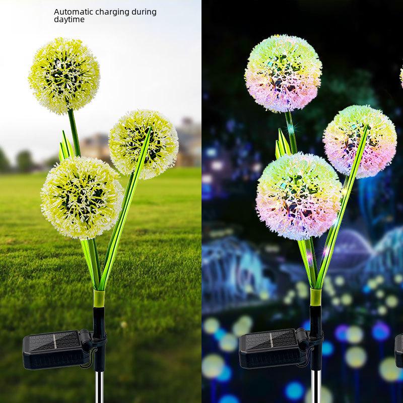 Solar Dandelion Lights, 3 Heads Outdoor Solar Garden Lights, LED Landscape Lighting, Waterproof Lawn Lamp for Pathway, Yard, Patio Decorations