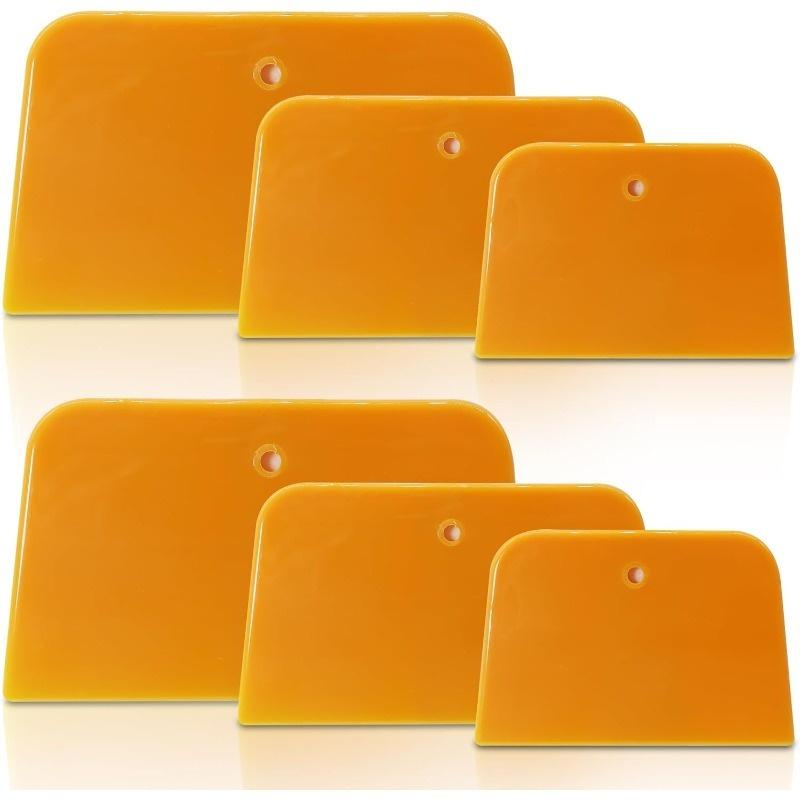 6Pcs Plastic Body Filler Spreader Kit, reusable tool set for automotive body repair, ideal for applying fillers, putties, glazes
