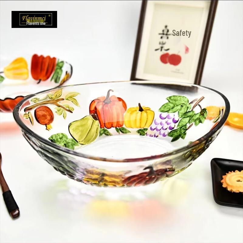 

Flavinmci Pastoral Painted Pumpkin Glass Fruit Plate