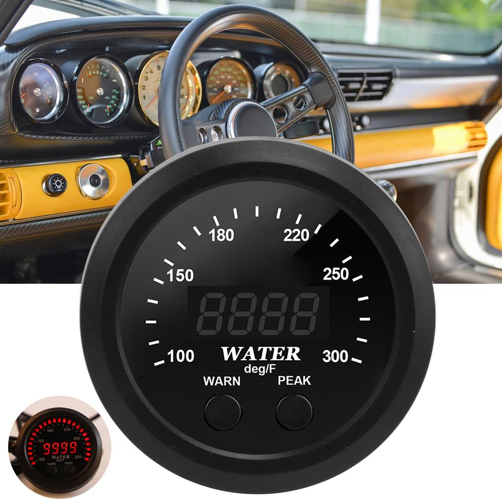 2.5in Water Coolant Temperature Gauge 100?300 Fahrenheit  Digital Display Red LED with Sensor Universal for