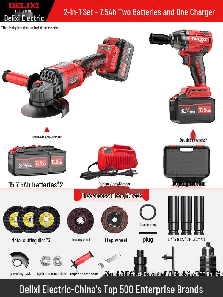 Delixi Rechargeable Brushless Angle Grinder Kit