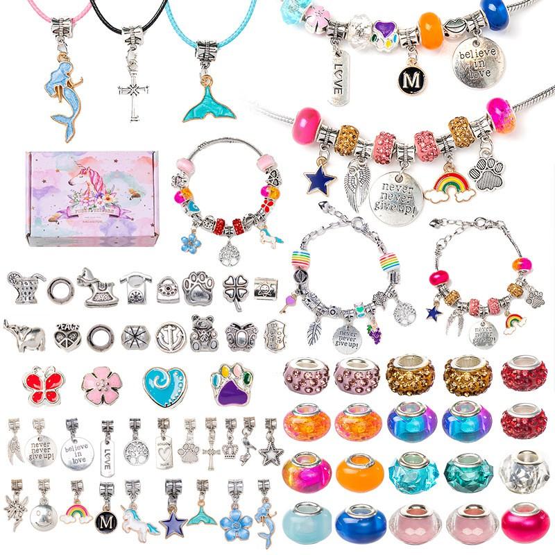 DIY Kids Crystal Bead Bracelet Kit With Small Box 1.5cm Height 66-162pcs Sweet Fruit Flower Design