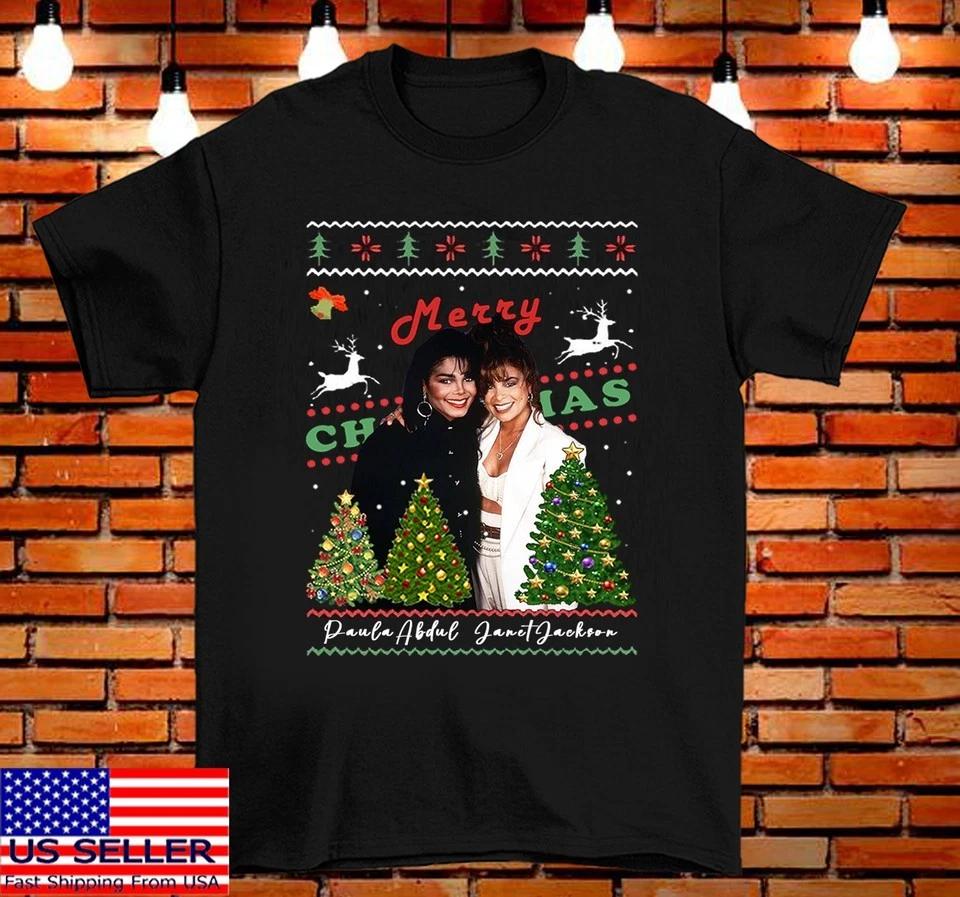 Paula Abdul Janet Jackson Merry Christmas Cotton Unisex Gift T-shirt QX946 M