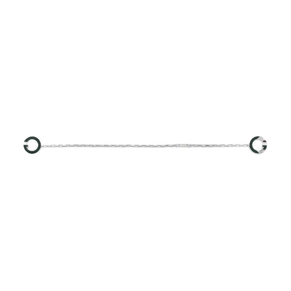 GUCCI Interlocking 925 Sterling Silver Bracelets Men's Green/Gold 854121-J8410-8137