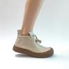 Genuine Leather Shoes Women Ankle Boots Cow Leather Short Booties Zip Flat Non-slip Casual Soft Shoes Elegant Beige Plus Size 41