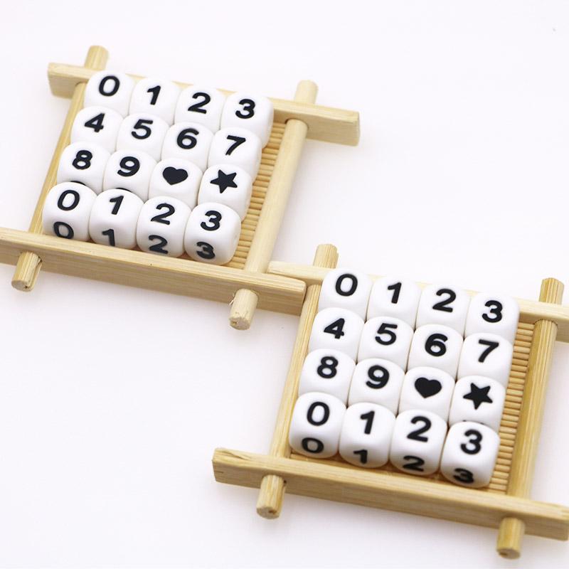 40Pcs/lot 12mm Silicone Digital Star Love Beads Alphabet Beads DIY Pacifier Chain Bracelet Jewelry Accessories
