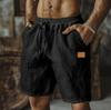 2026 Cotton Linen Breathable Mid-Length Drawstring Shorts - Elastic Waist, Solid Color, Casual Straight Leg for Daily Wear or Beach Outings.