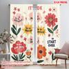2pcs 2D Flat Printing Curtains It's Ok Different Flowers Polyester Fabric Without Electricity Festive Wall Decor Perfect for