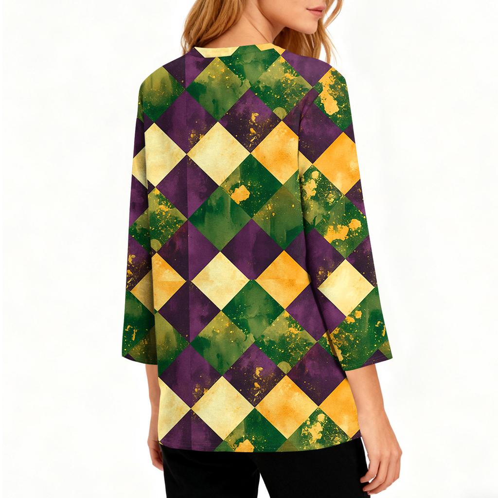 3/4 Length Sleeve Womens Tops Floral Print Vintage Fashion Casual Loose With Round Neck Plus Size Shirts