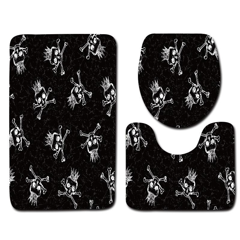 Toilet Three-Piece Floor Mat Bathroom Toilet Carpet Doormat
