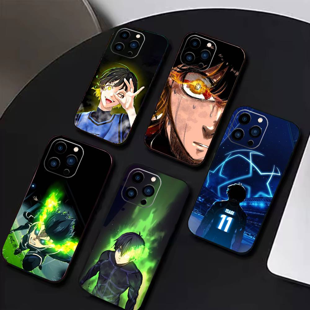 Anime Trent B-Blue L-Lock Phone Case For iPhone 17 16 15 14 13 12 Max Plus Silicone Black Cover
