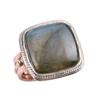 Natural Labradorite Gemstone Handmade 925 Sterling Silver Two Tone Ring S.8 O6H66