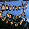 LED Solar Mini Retro Kerosene String Light Eid Mubarak Star Moon Palace Lantern Ramadan Halloween Decoration Fairy Light