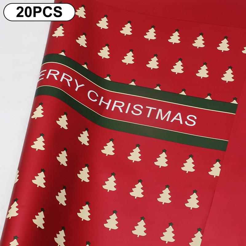20-Count 57*57cm Flower Wrapping Papers for DIY Xmas Bouquet Packaging, Waterproof Xmas Gift Wraps