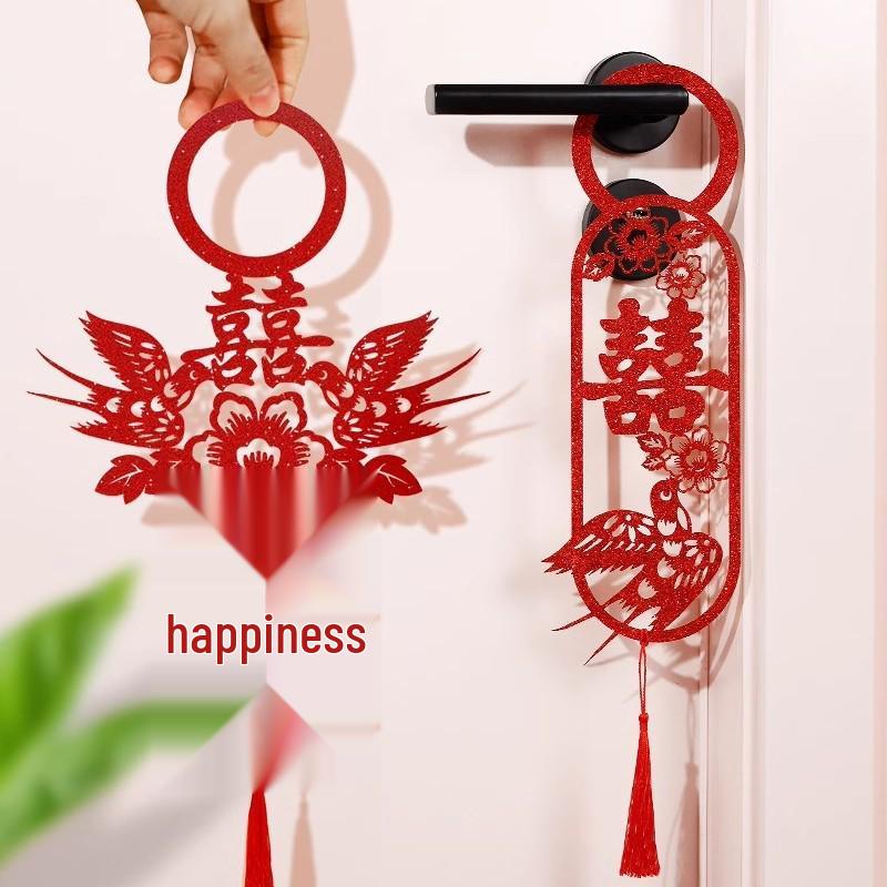 3D Double Happiness Door Hanging for Wedding Decorations