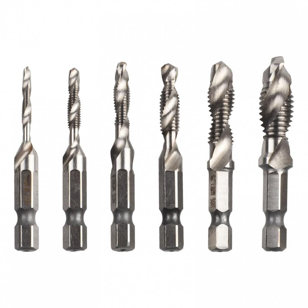 Tap Drill Bits HSS 4341 Hex Chuck Tapping Machine M3-M10 Silver Spiral