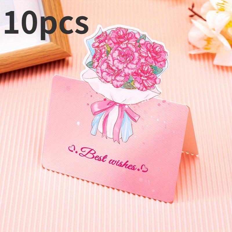 10pcs 3D Bouquet Creative Greeting Card Flower Shop Birthday Wishes Small Cards Teacher's Day Thank-you Card