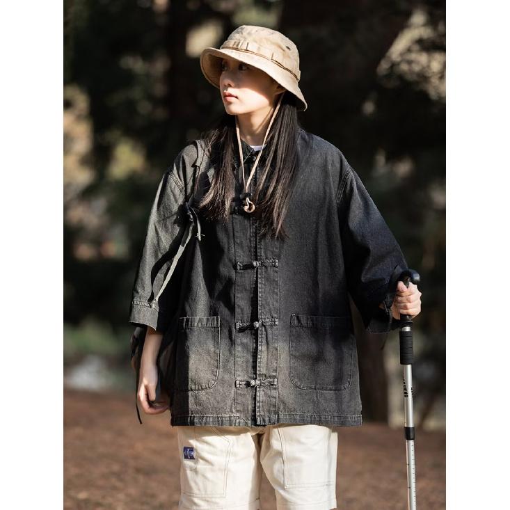 Retro Denim Workwear Short Sleeved Shirt, Men'S And Women'S Summer Fashion Brand, Japanese Retro Half Sleeved Trend, Cool And Loose Shirt