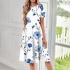 Women's Fashion Short Sleeve Vintage Printed Dress Cosplay Party Evening Dress