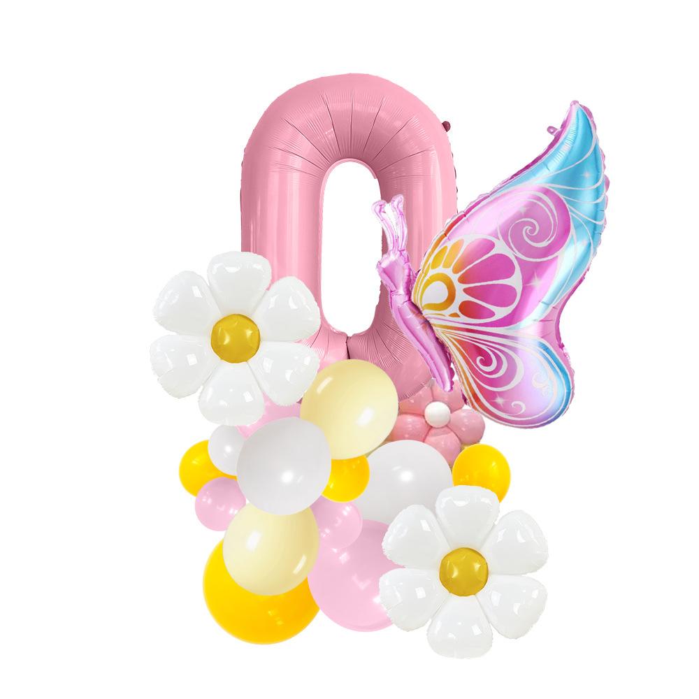 

Pink Butterfly Digital Aluminum Film Balloon Girl Birthday Party Balloon Set Decoration Venue Layout Number 0