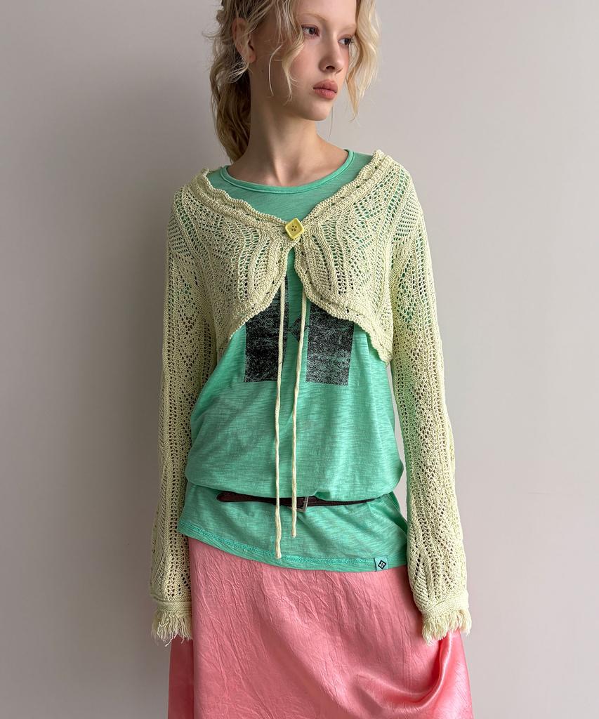 HERETIC Button Raw Edge Scasi Bolero / Butter