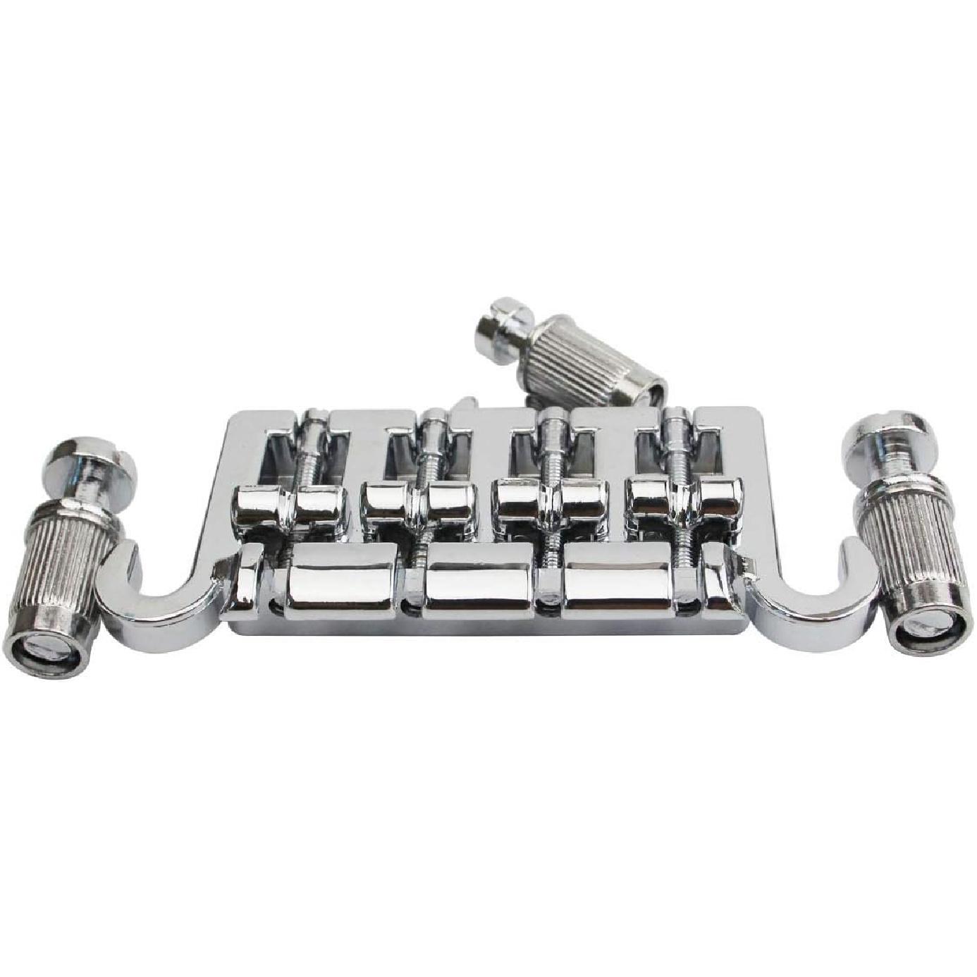 Guyker 3 Point 4 String Bass Bridge Tailpiece - Zinc Alloy Bridges Tailpiece with Saddle Replacement Parts for GBS EP Style Bass (BG004)