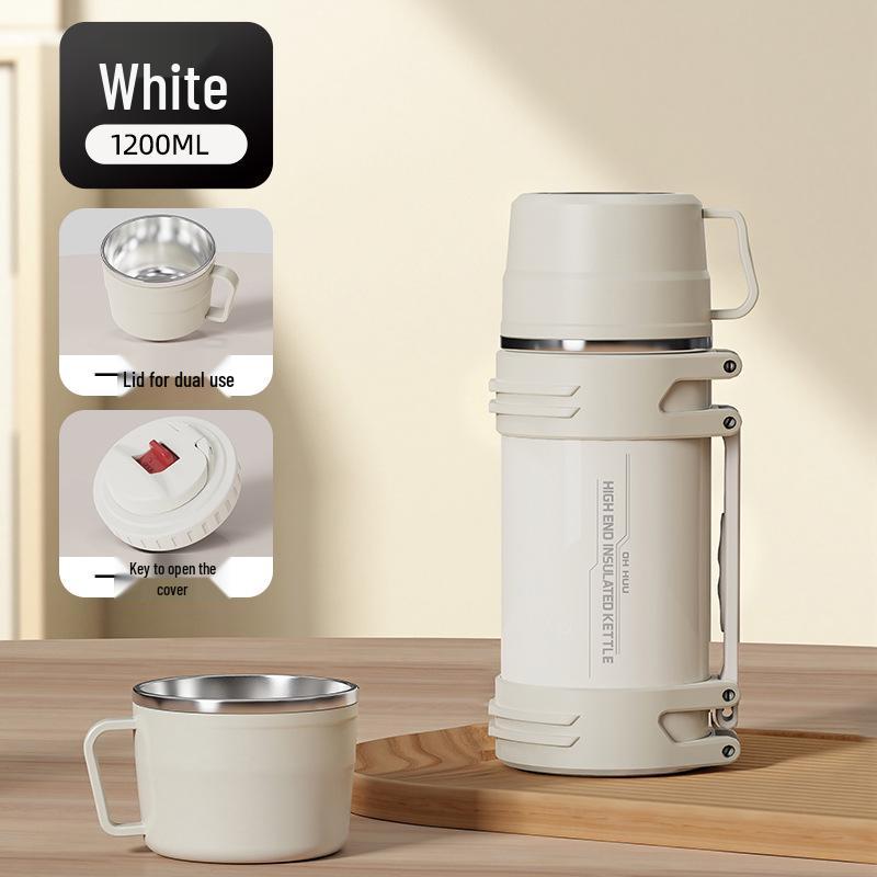 New Large Capacity 316 Stainless Steel Travel Thermos with Steel Lid - Outdoor & Car Water Bottle Cup