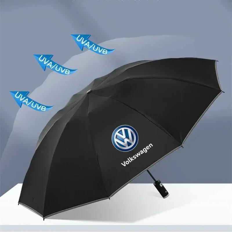 Automatic Umbrella with Reflective Stripe Reverse Led Light Umbrella For Volkswagen VW Golf Polo Tiguan Passat Touareg Magotan T