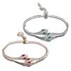 Diamonds Encrusted Snake Chain Bracelet Elegant Adjustable Closure Wrist Bangle Alloy Evening Party Accessory