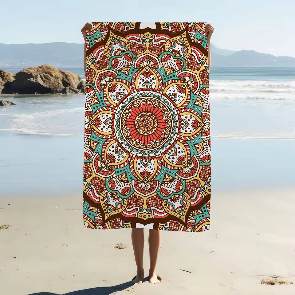Classical Floral Pattern Bath Towel Microfiber Soft Water Absorbing Breathable For Girl Kids Decorative Cartoon Beach Towel