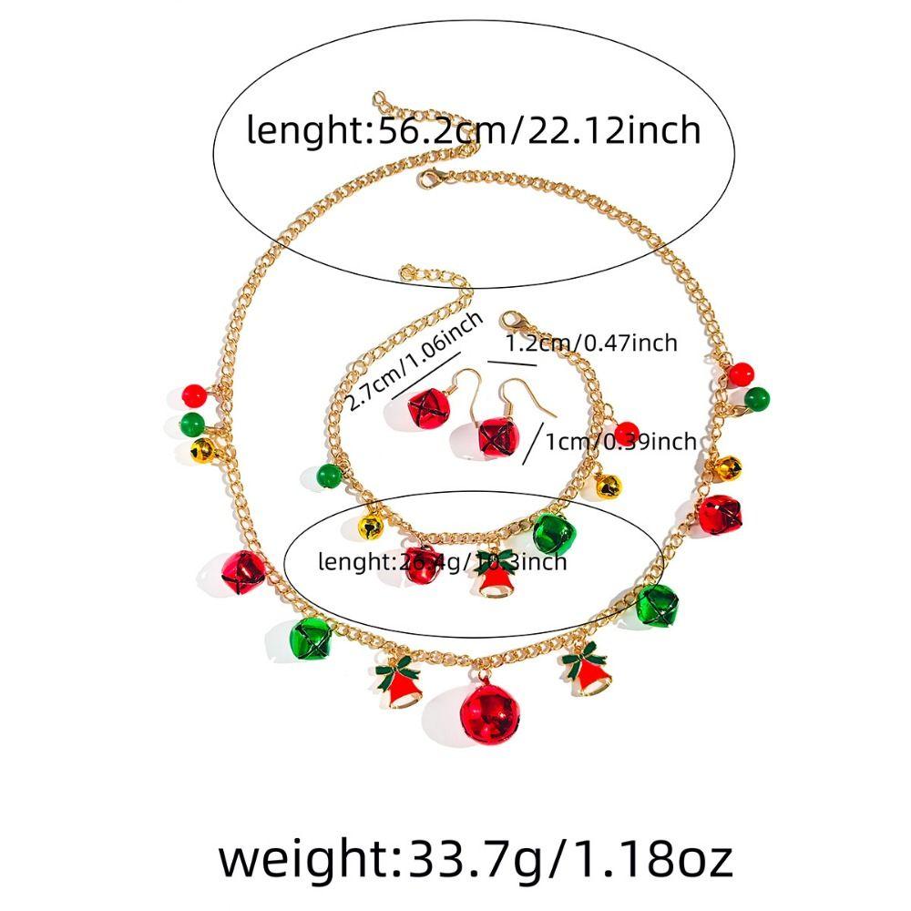 3pcs/set Color Collision Christmas Tree Bell Bracelet Bow Christmas Tree Charm Necklace  Gift