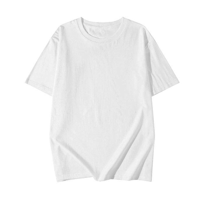 Heavyweight 200g Pure Cotton Drop Shoulder Unisex White Half Sleeve T-Shirt