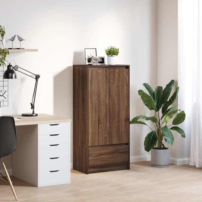 VidaXL Armoire tiroir chêne marron 55,5x34x119,5 cm bois d'ingénierie, armoire de rangement, buffet haut, armoire de 861649