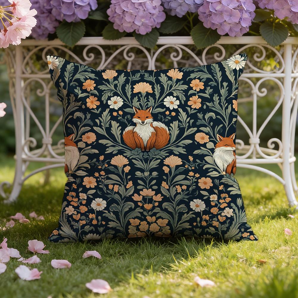 W-William M-Morris Art Fox Cushion Cover Home & Car Dual-Scene Pillow Cover: Reversible for Premium Comfort