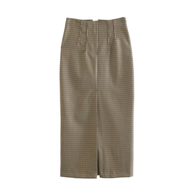 

Women s Clothing Fashion Style Gingham Straight Skirt Suit Outwear Straight Skirt XS