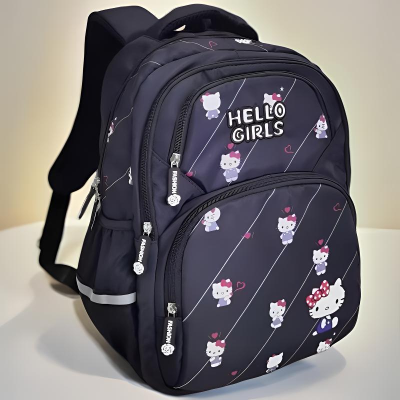 Canvas Kuromi & My Melody Water-Resistant School Backpack for 1st-3rd Grade Students