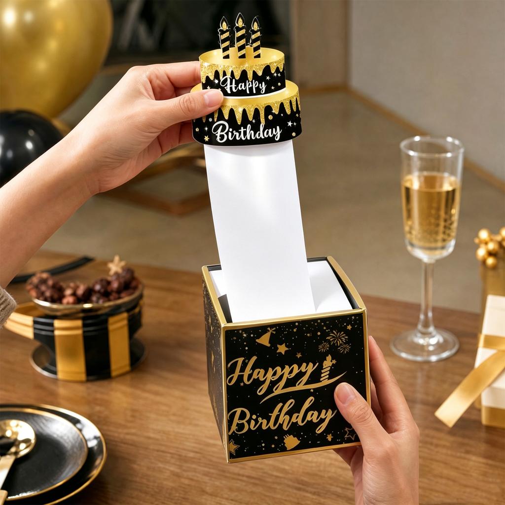 Narozeninová překvapivá party Prázdná dárková krabička, Kreativní výsuvná krabička z vlnité lepenky, pro balení party dárků