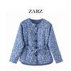 ZARZ DIY Floral Cotton-Padded Coat with Waist Belt and Pockets - European & American Style Women's Fashion