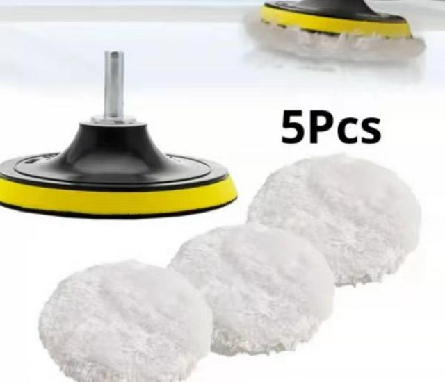 Wool Polishing Pad Set: 6 & 7 Inch, 7-Piece Self-Adhesive Waxing & Beauty Wheel