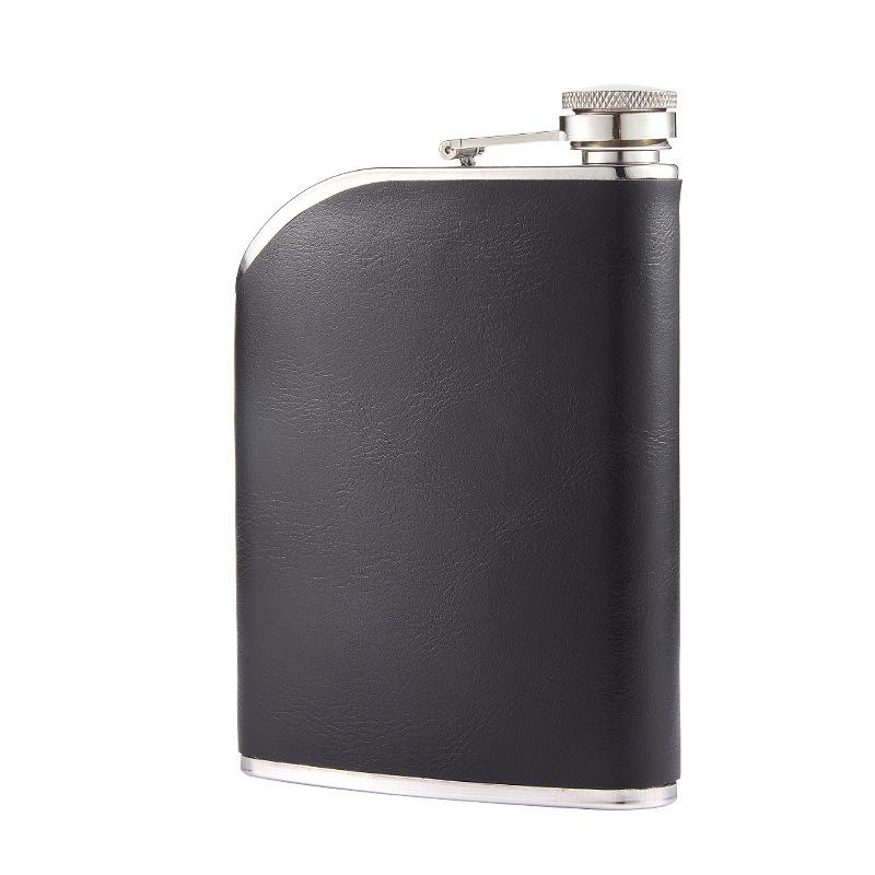 New 304 Stainless Steel Leather Wrapped 8 Oz Hip Flask High Grade Thickened Portable Outdoor Home Liquor Flask Wine Tool Gifts